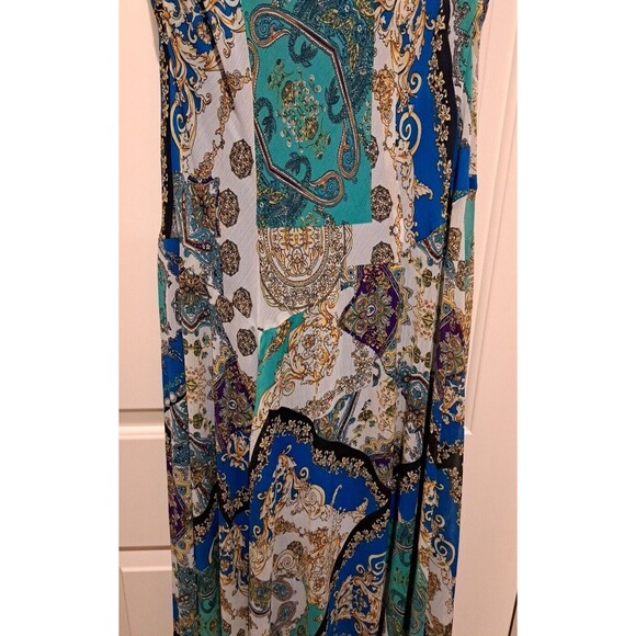 NorthStyle Maxi Dress 16 Paisley Sleeveless Blue White Purple V-Neck Polyester - Picture 9 of 16